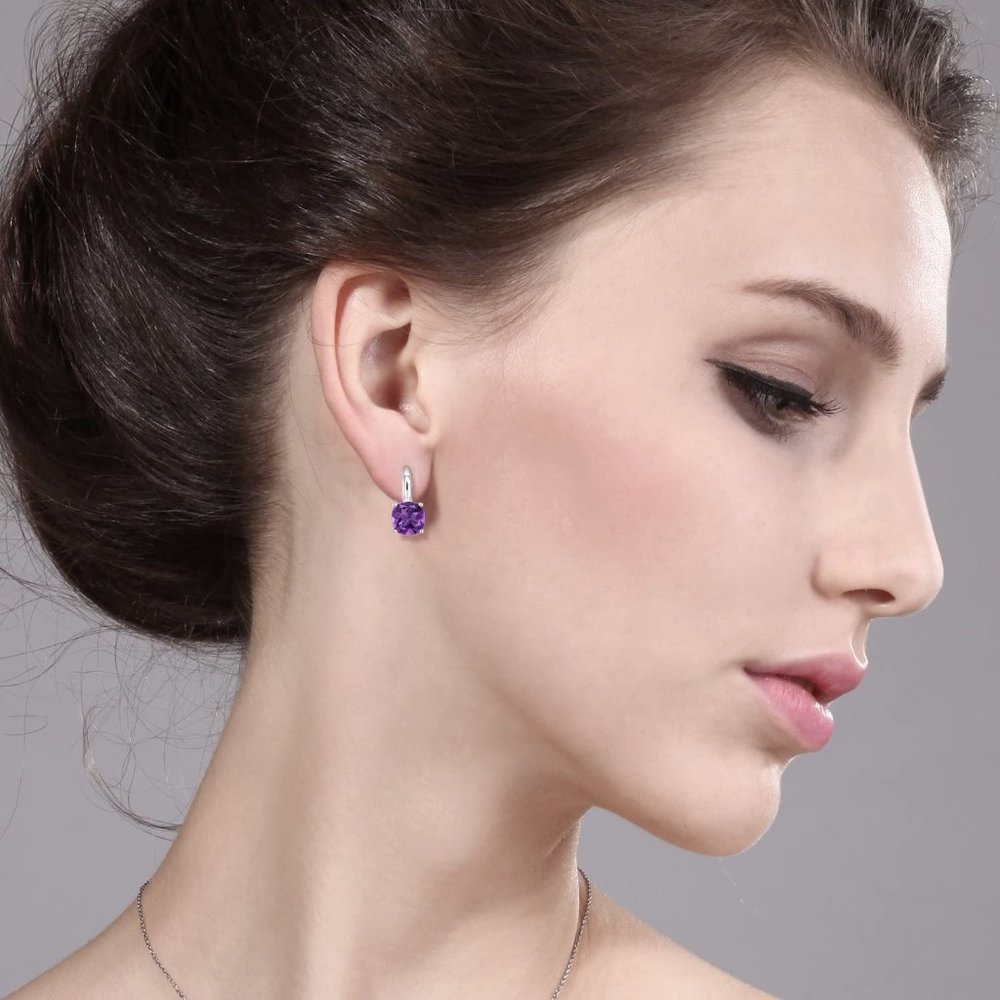 Purple Amethyst 925 Sterling Silver Earrings